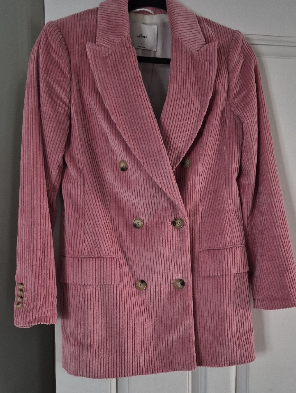 Wilfred Dusty Pink Double-Breasted Corduroy Blazer - Picture 5 of 6